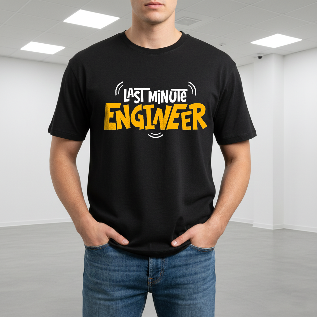 Last Minute Engineer T-Shirt - Funny Tee for Procrastinators
