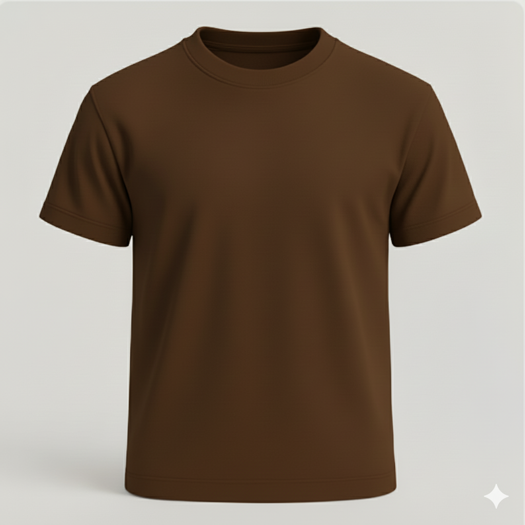 Premium Biowashed Cotton T-Shirt- Coffee Brown