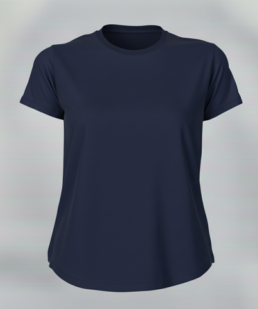 Women's Premium Biowashed Cotton T-Shirt- Navy blue