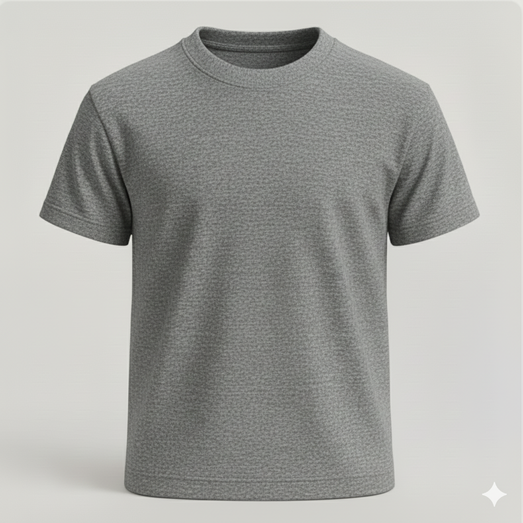 Premium Biowashed Cotton T-Shirt- Grey Melange