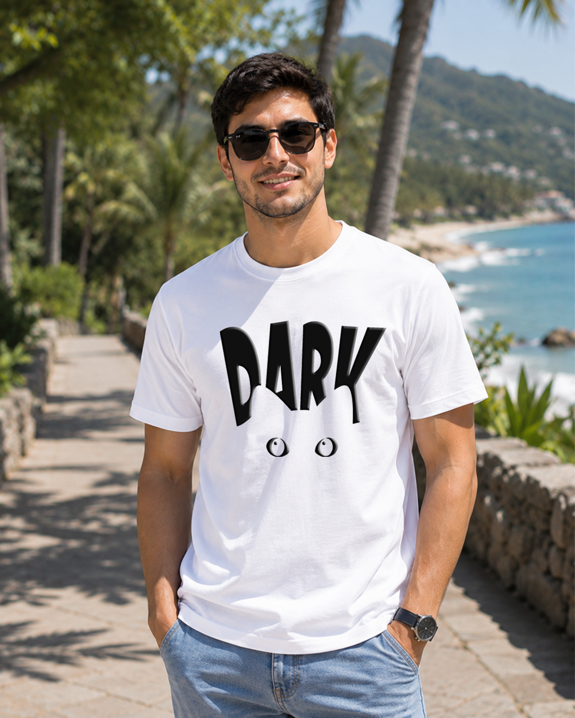 Dark Trendy DTG Printed Supima T-Shirt – Minimal Name, Maximum Aura