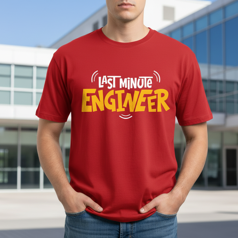 Last Minute Engineer T-Shirt - Funny Tee for Procrastinators