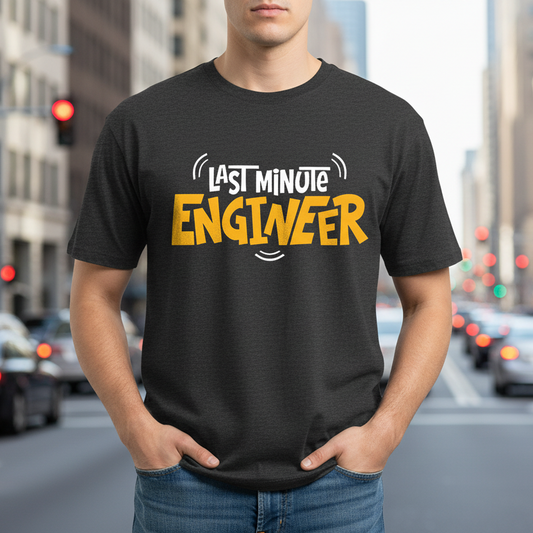 Last Minute Engineer T-Shirt - Funny Tee for Procrastinators
