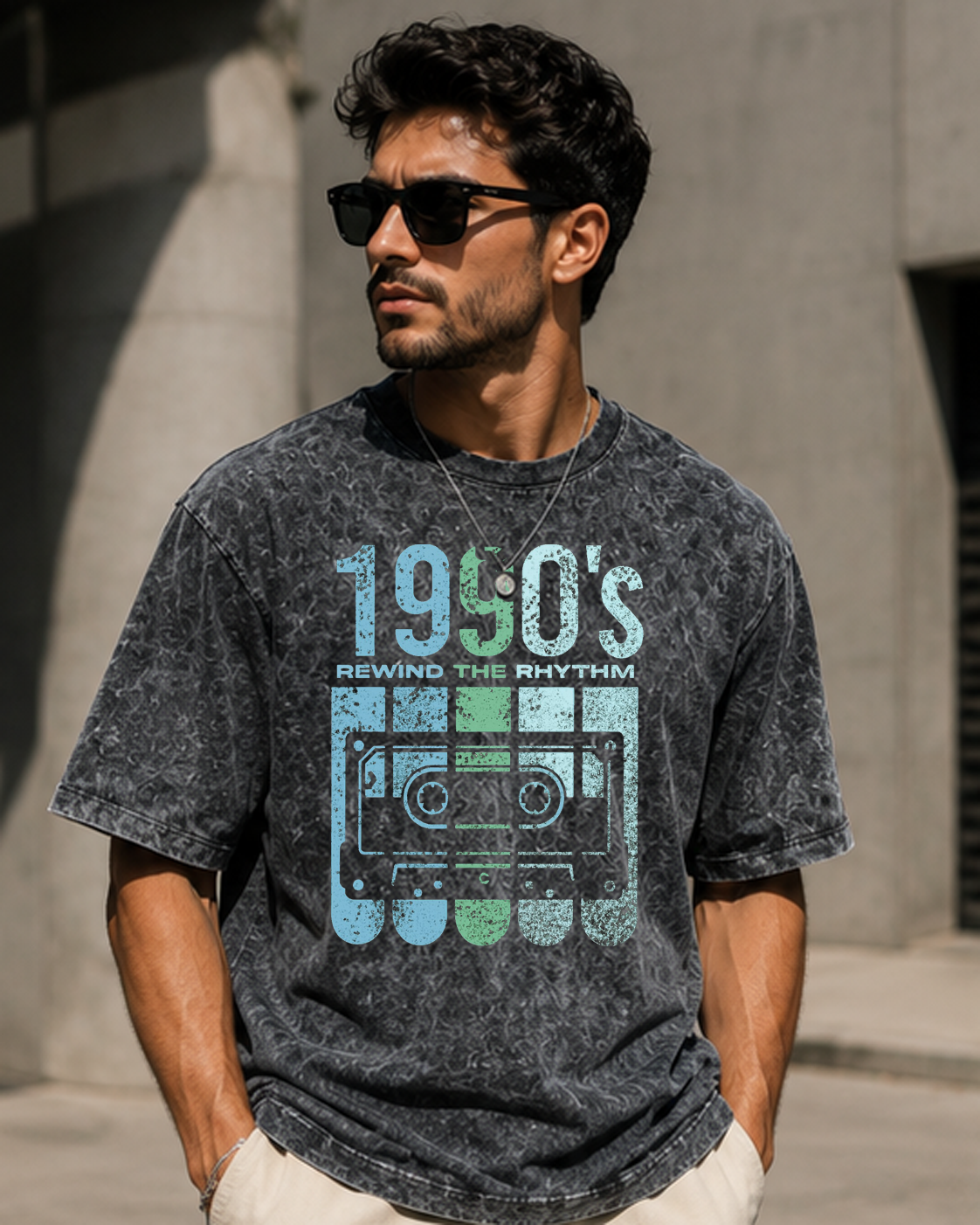 1990’s Rewind The Rhythm Optic Wash Oversize – Cassette Vibes, Modern Weight