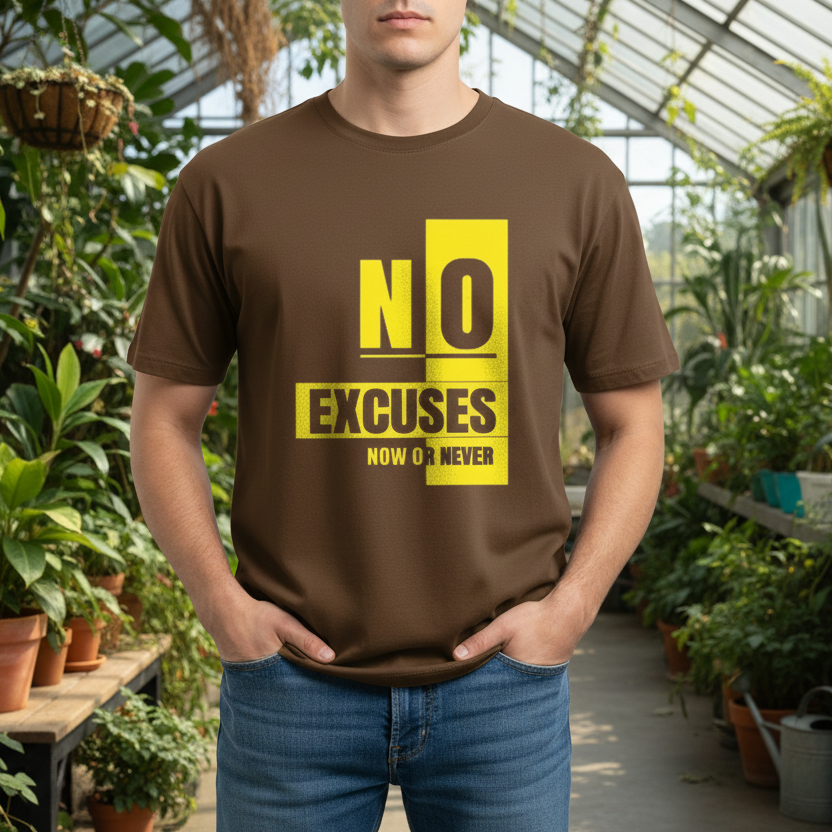 No Excuses Now or Never - Cool Printed T-shirt for Men