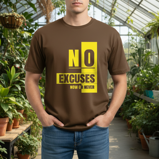 No Excuses Now or Never - Cool Printed T-shirt for Men