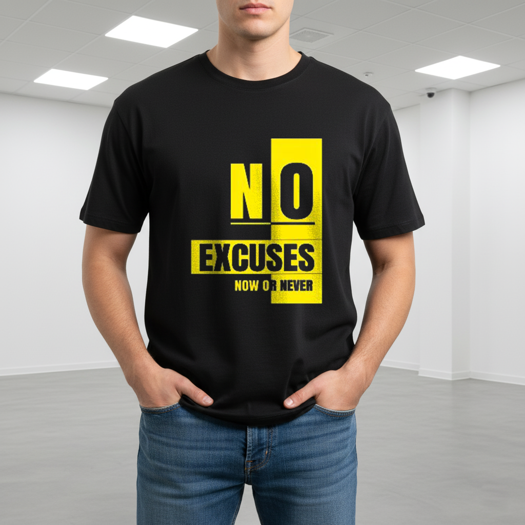No Excuses Now or Never - Cool Printed T-shirt for Men