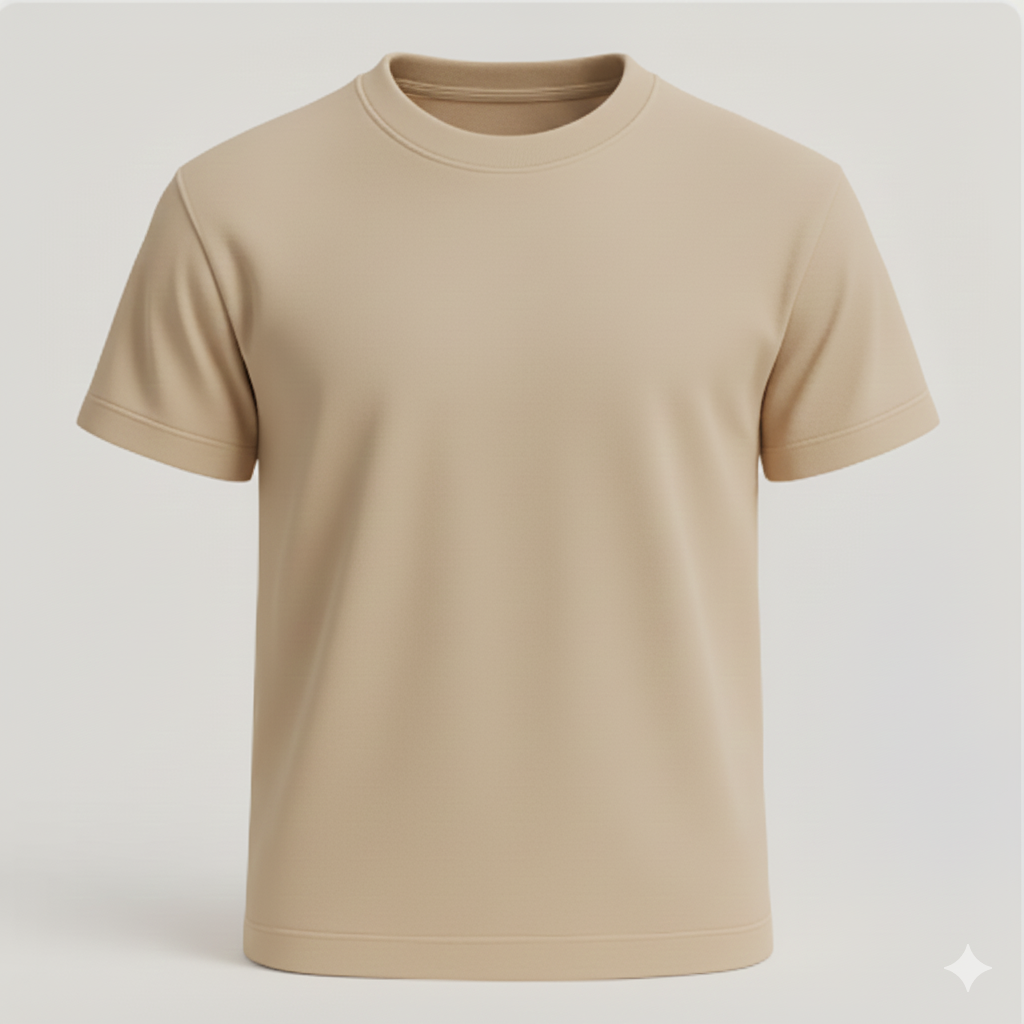 Premium Biowashed Cotton T-Shirt- Beige