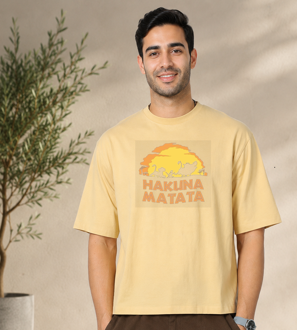 Hakuna Matata Trendy DTG Printed Indian Oversized T-Shirt – No Worries, Just Vibes