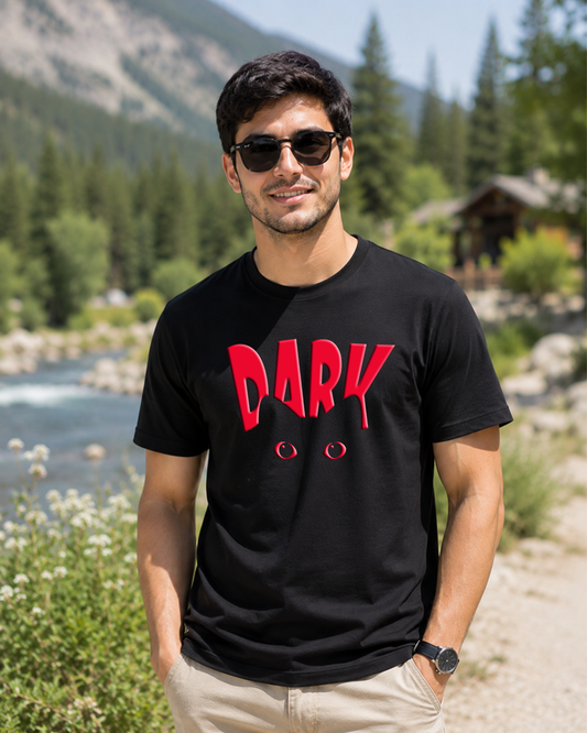 Dark Trendy DTG Printed Supima T-Shirt – Minimal Name, Maximum Aura