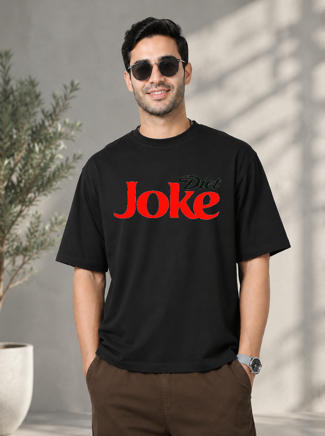 Diet Joke & Trendy DTG Printed Indian Oversized T-Shirt