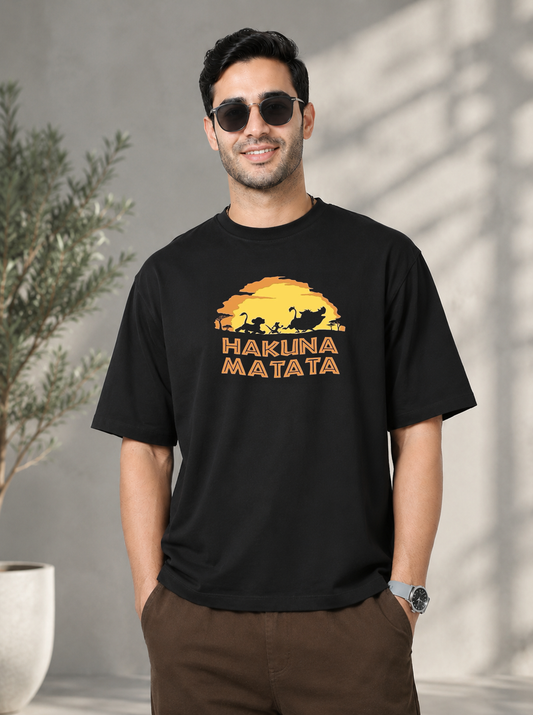 Hakuna Matata Trendy DTG Printed Indian Oversized T-Shirt – No Worries, Just Vibes
