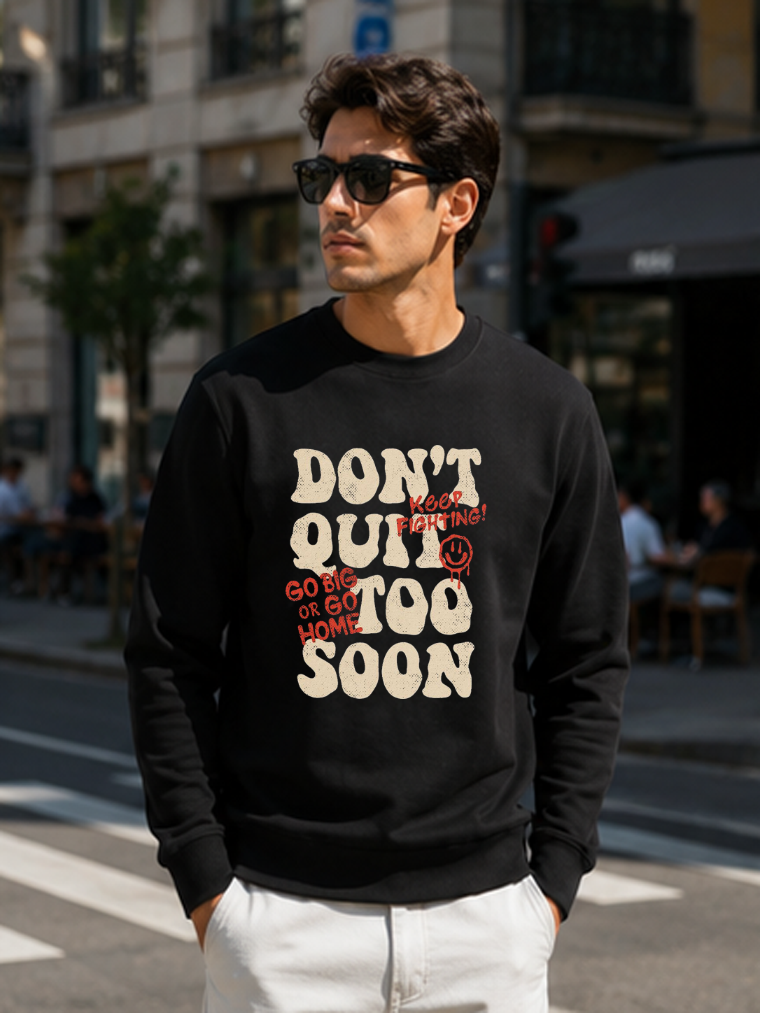 Don't Quit Too Soon DTG Printed Regular Fit Sweatshirt – Stay In The Game