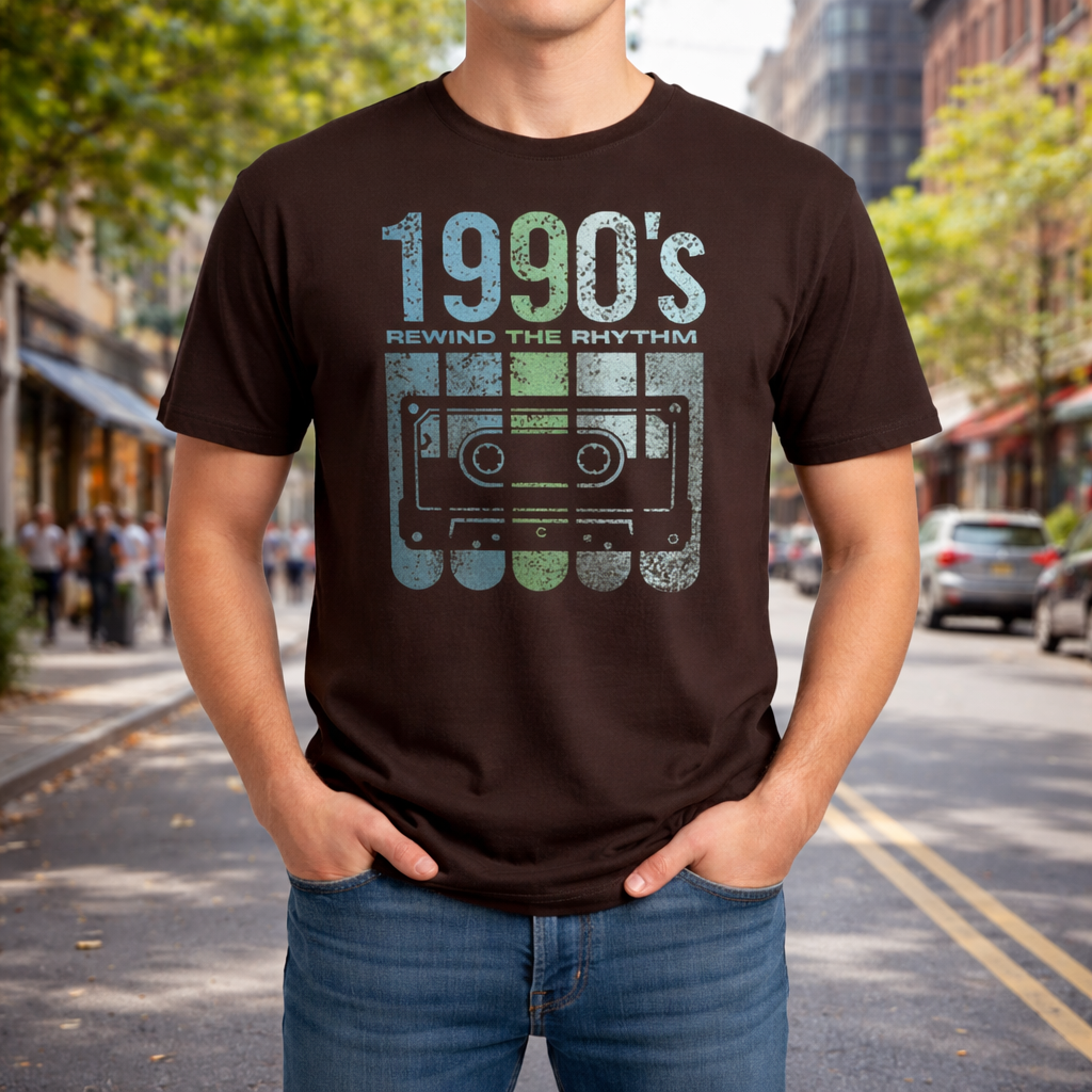 1990's Rewind The Rhythm - Premium Printed T-shirt for Men