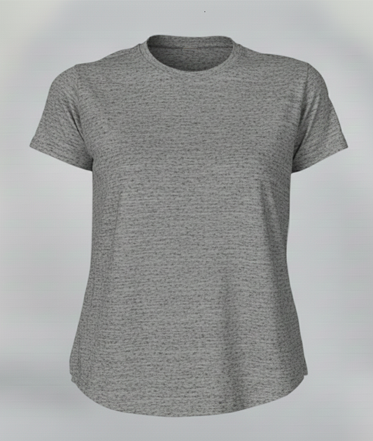 Women's Premium Biowashed Cotton T-Shirt- Grey Melange