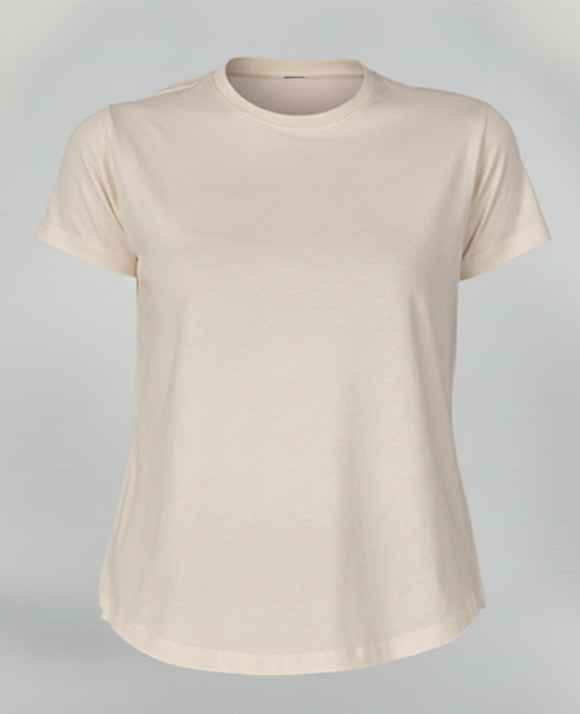 Women's Premium Biowashed Cotton T-Shirt- Beige