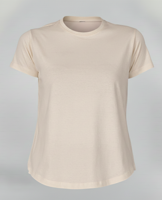 Women's Premium Biowashed Cotton T-Shirt- Beige