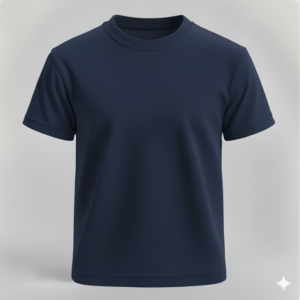 Premium Biowashed Cotton T-Shirt- Navy Blue