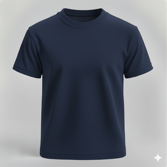 Premium Biowashed Cotton T-Shirt- Navy Blue