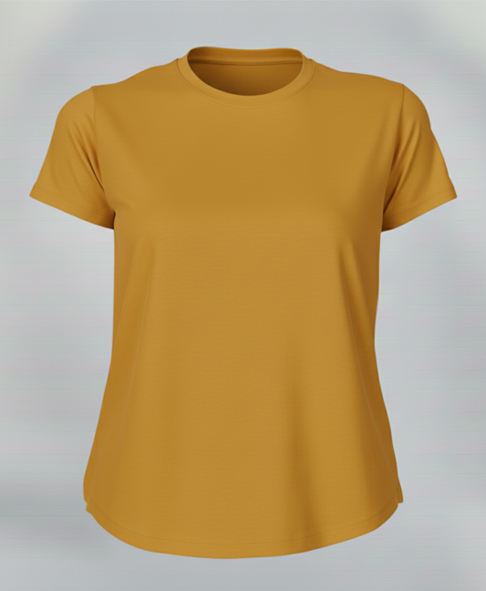 Women's Premium Biowashed Cotton T-Shirt- Yellow