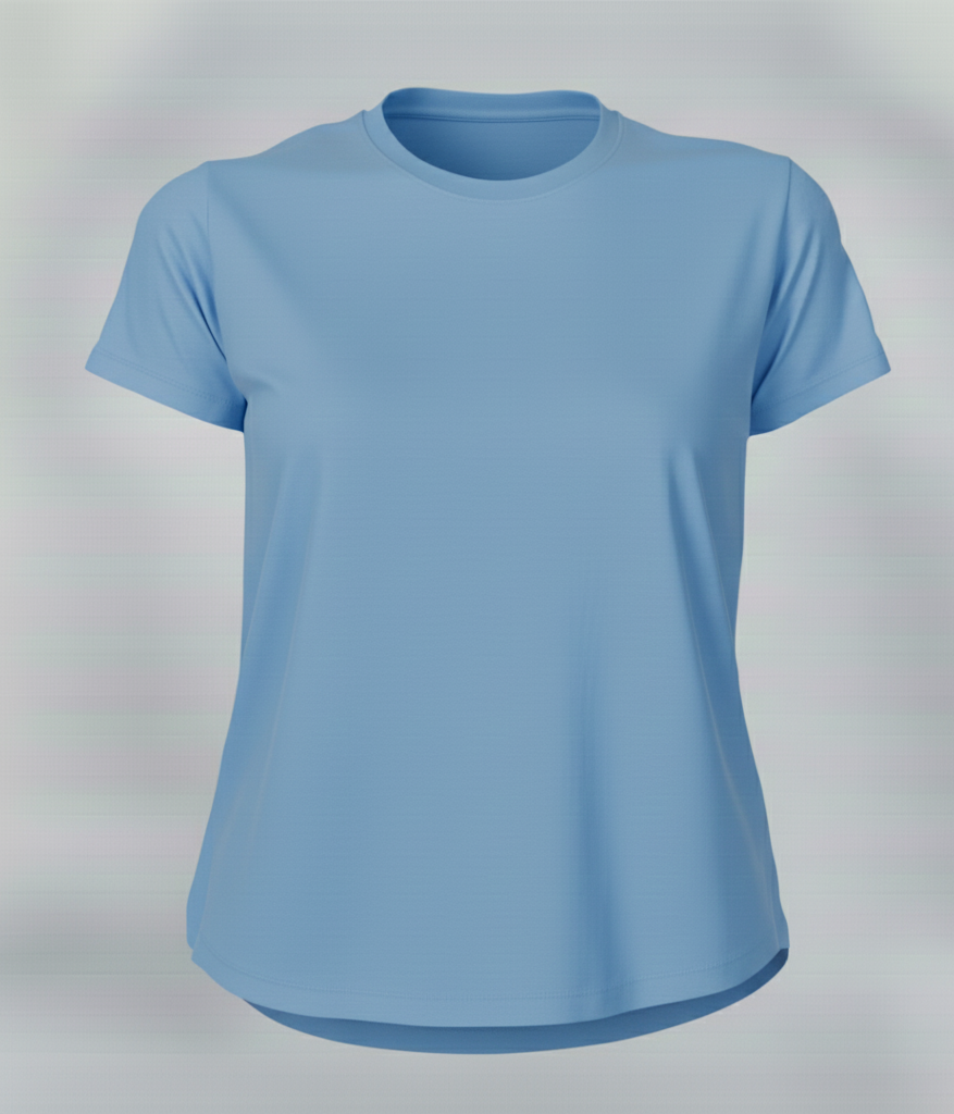 Women's Premium Biowashed Cotton T-Shirt- Sky Blue