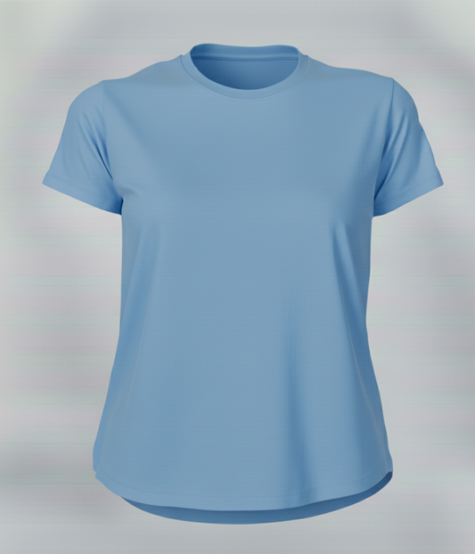 Women's Premium Biowashed Cotton T-Shirt- Sky Blue