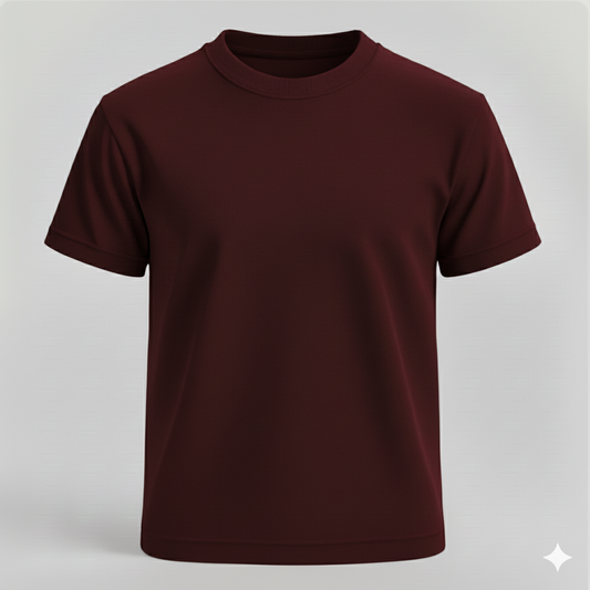 Premium Biowashed Cotton T-Shirt- Maroon
