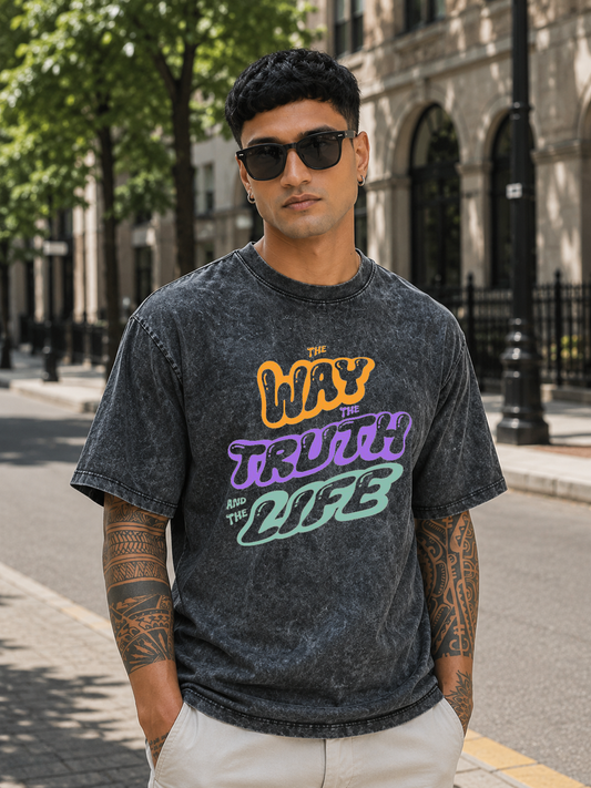 Way Truth Life DTG Printed Optic Wash Oversize T-Shirt – Washed. Worn. Witnessed