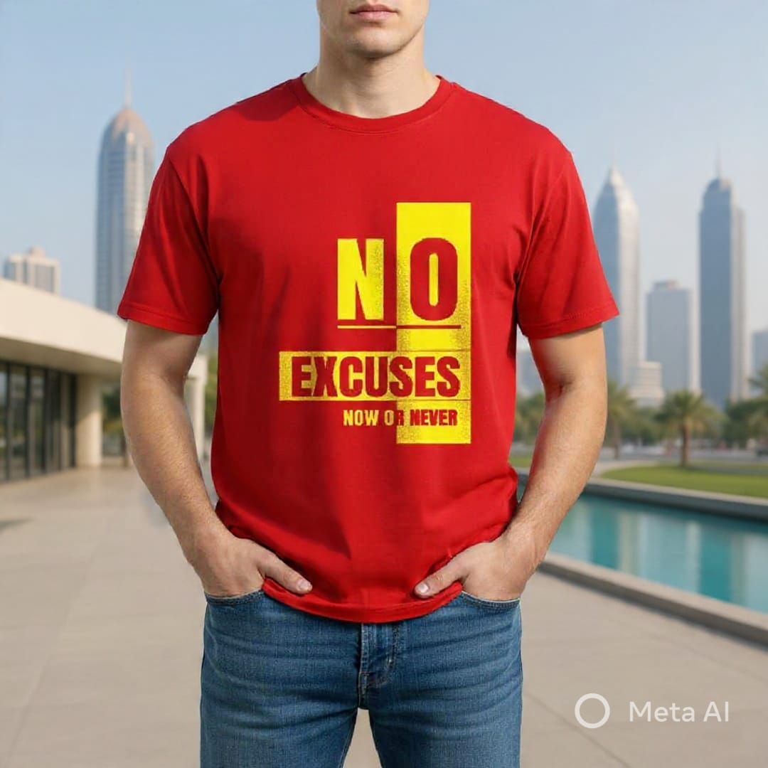 No Excuses Now or Never - Cool Printed T-shirt for Men