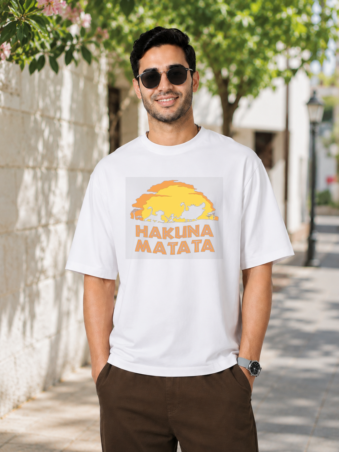 Hakuna Matata Trendy DTG Printed Indian Oversized T-Shirt – No Worries, Just Vibes