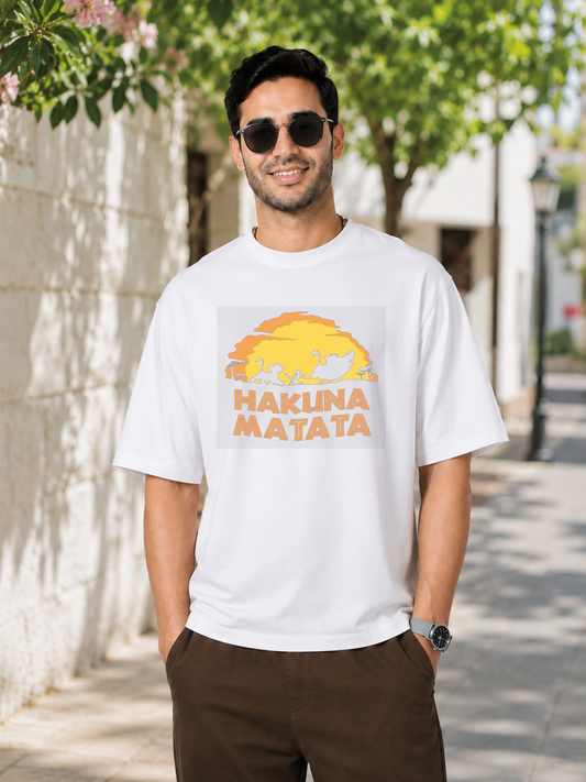 Hakuna Matata Trendy DTG Printed Indian Oversized T-Shirt – No Worries, Just Vibes